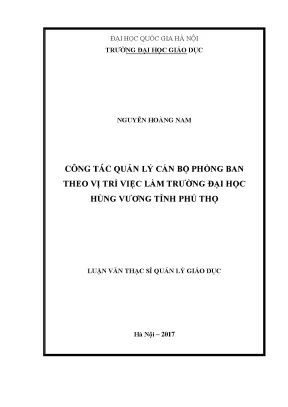 Luận văn thạc sĩ vnu ued công tác quản lý cán bộ phòng ban theo vị trí việc làm trường đại học hùng vương tỉnh phú thọ