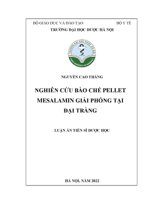 Luận án tiến sĩ dược học nghiên cứu bào chế pellet mesalamin giải phóng tại đại tràng