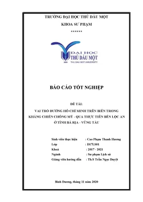 Khóa luận tốt nghiệp vai trò đường hồ chí minh trên biển trong kháng chiến chống mỹ qua thực tiễn bến lộc an ở tỉnh bà rịa vũng tàu