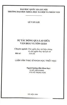 Luận văn thạc sĩ ussh sự tác động qua lại giữa văn hoá và tôn giáo