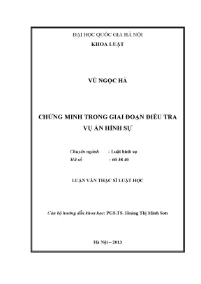 Luận văn thạc sĩ vnu ls chứng minh trong giai đoạn điều tra vụ án hình sự