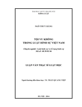 Luận văn thạc sĩ vnu ls tội vu khống trong luật hình sự việt nam