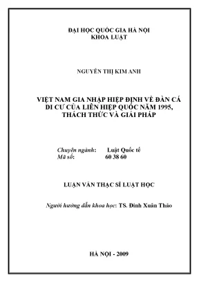 Luận văn thạc sĩ vnu ls việt nam gia nhập hiệp định về đàn cá di cư của liên hợp quốc năm 1995 thách thức và giải pháp