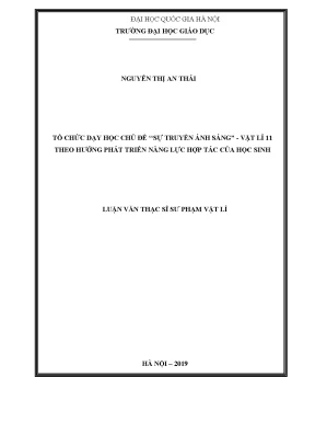 Luận văn thạc sĩ vnu ued tổ chức dạy học chủ đề sự truyền ánh sáng vật lí 11 theo hướng phát triển năng lực hợp tác của học sinh