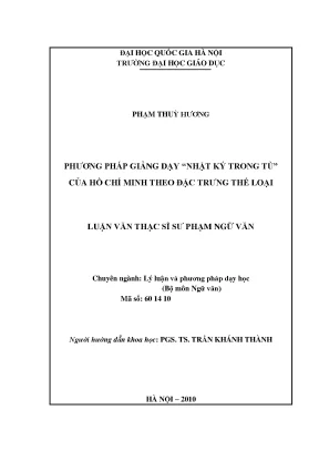 Luận văn thạc sĩ vnu ued phương pháp giảng dạy nhật ký trong tù của hồ chí minh theo đặc trưng thể loại