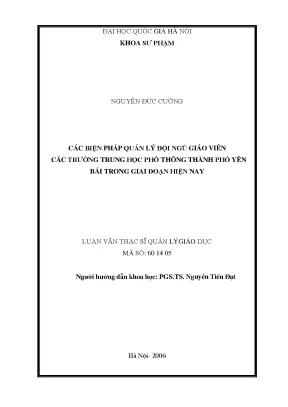 Luận văn thạc sĩ vnu ued các biện pháp quản lý đội ngũ giáo viên các trường trung học phổ thông thành phố yên bái trong giai đoạn hiện nay
