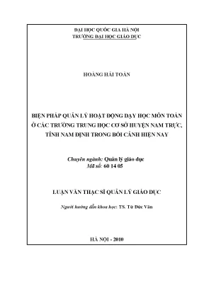 Luận văn thạc sĩ vnu ued biện pháp quản lý hoạt động dạy học môn toán ở các trường trung học cơ sở huyện nam trực tỉnh nam định trong bối cảnh hiện nay