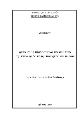 Luận văn thạc sĩ vnu ued quản lý hệ thống thông tin sinh viên tại khoa quốc tế đại học quốc gia hà nội luận văn ths khoa học giáo dục 81401