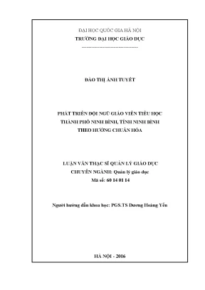 Luận văn thạc sĩ vnu ued phát triển đội ngũ giáo viên tiểu học thành phố ninh bình tỉnh ninh bình theo hướng chuẩn hóa
