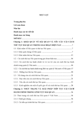 Luận văn thạc sĩ vnu ls cải cách thủ tục hải quan qua thực tiễn tỉnh thừa thiên huế luận văn ths luật 60 38 01