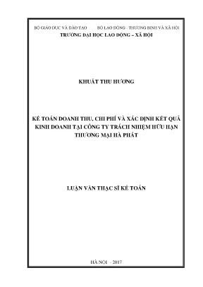 Kế toán doanh thu chi phí và xác định kết quả kinh doanh tại công ty trách nhiệm hữu hạn thương mại hà phát luận văn thạc sĩ kế toán hà nội