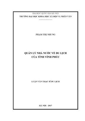 Luận văn thạc sĩ ussh quản lý nhà nước về du lịch của tỉnh vĩnh phúc