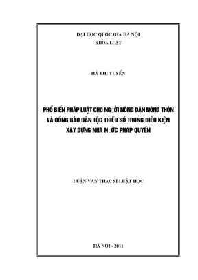 Luận văn thạc sĩ vnu ls phổ biến pháp luật cho người nông dân nông thôn và đồng bào dân tộc thiểu số trong điều kiện xây dựng nhà nước pháp quyền
