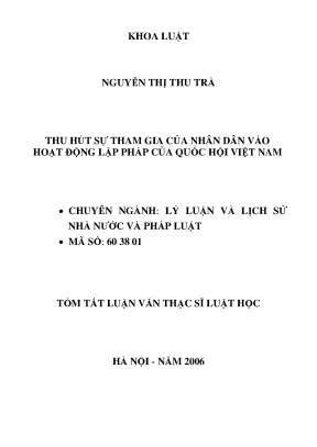 Luận văn thạc sĩ vnu ls thu hút sự tham gia của nhân dân vào hoạt động lập pháp của quốc hội việt nam luận văn ths luật 60 38 01