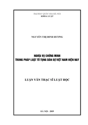 Luận văn thạc sĩ vnu ls nghĩa vụ chứng minh trong pháp luật tố tụng dân sự việt nam hiện nay