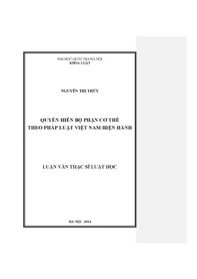 Luận văn thạc sĩ vnu ls quyền hiến bộ phận cơ thể theo pháp luật việt nam hiện hành