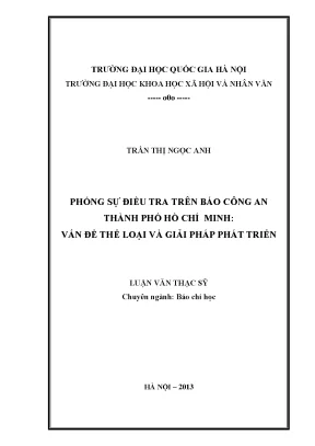 Luận văn thạc sĩ ussh phóng sự điều tra trên báo công an thành phố hồ chí minh vấn đề thể loại và giải pháp phát triển