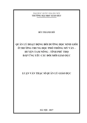 Luận văn thạc sĩ vnu ued quản lý hoạt động bồi dưỡng học sinh giỏi ở trường trung học phổ thông mỹ văn huyện tam nông tỉnh phú thọ đáp ứng yêu cầu đổi mới giáo dục