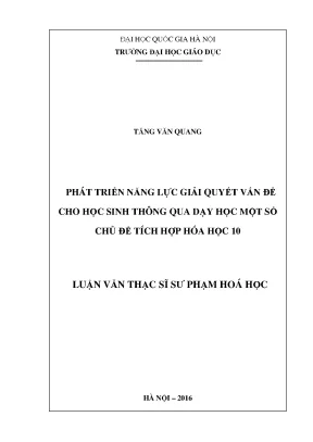Luận văn thạc sĩ vnu ued phát triển năng lực giải quyết vấn đề cho học sinh thông qua dạy học một số chủ đề tích hợp hóa học 10