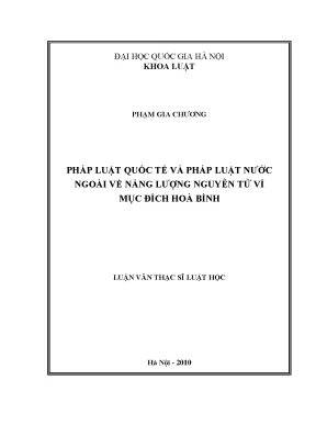Luận văn thạc sĩ vnu ls pháp luật quốc tế và pháp luật nước ngoài về năng lượng nguyên tử vì mục đích hòa bình