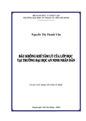 Luận văn bầu không khí tâm lý của lớp học tại trường đại học an ninh nhân dân