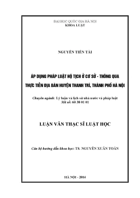 Luận văn thạc sĩ vnu ls áp dụng pháp luật hộ tịch ở cơ sở thông qua thực tiễn địa bàn huyện thanh trì thành phố hà nội