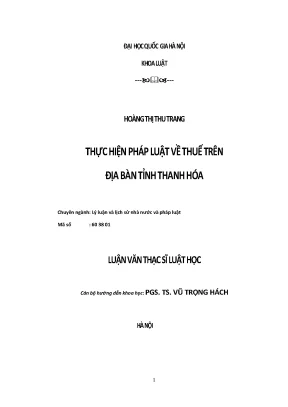 Luận văn thạc sĩ vnu ls thực hiện pháp luật về thuế trên địa bàn tỉnh thanh hóa