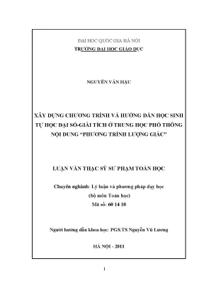 Luận văn thạc sĩ vnu ued xây dựng chương trình và hướng dẫn học sinh tự học đại số giải tích ở trung học phổ thông nội dung phương trình lượng giác