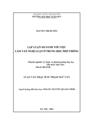 Luận văn thạc sĩ vnu ued lập luận so sánh với việc làm văn nghị luận ở trung học phổ thông