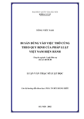 Luận văn thạc sĩ vnu ls di sản dùng vào việc thờ cúng theo quy định của pháp luật việt nam hiện hành