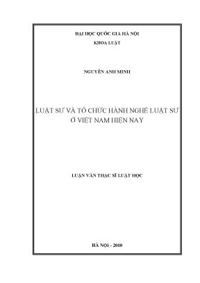 Luận văn thạc sĩ vnu ls luật sư và tổ chức hành nghề luật sư ở việt nam hiện nay