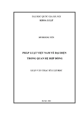 Luận văn thạc sĩ vnu ls pháp luật việt nam về đại diện trong quan hệ hợp đồng
