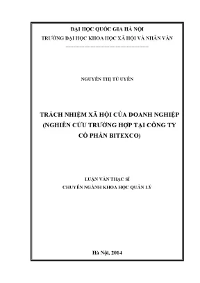 Luận văn thạc sĩ ussh trách nhiệm xã hội của doanh nghiệp nghiên cứu trường hợp tại công ti cổ phần bitexco