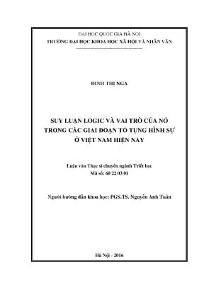 Luận văn thạc sĩ ussh suy luận logíc và vai trò của nó trong các giai đoạn tố tụng hình sự ở việt nam hiện nay
