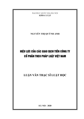 Luận văn thạc sĩ vnu ls hiệu lực của các giao dịch tiền công ty cổ phần theo pháp luật việt nam
