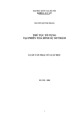 Luận văn thạc sĩ vnu ls thủ tục tố tụng tại phiên tòa hình sự sơ thẩm