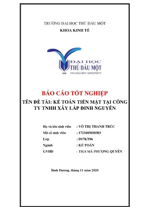 Khóa luận tốt nghiệp kế toán tiền mặt tại công ty tnhh xây lắp đinh nguyễn