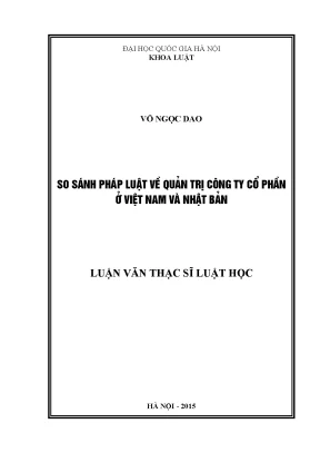 Luận văn thạc sĩ vnu ls so sánh pháp luật về quản trị công ty cổ phần ở việt nam và nhật bản