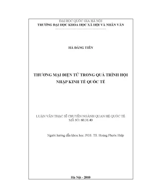 Luận văn thạc sĩ ussh thương mại điện tử trong quá trình hội nhập kinh tế quốc tế