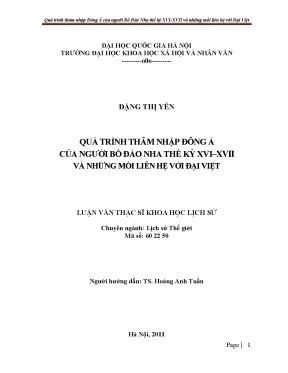 Luận văn thạc sĩ ussh quá trình thâm nhập đông á của người bồ đào nha thế kỷ xvi xvii và những mối liên hệ với đại việt