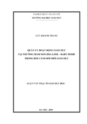 Luận văn thạc sĩ vnu ued quản lý hoạt động giáo dục tại trường mầm non hoa linh baby home trong bối cảnh đổi mới giáo dục