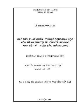 Luận văn thạc sĩ vnu ued các biện pháp quản lý hoạt động dạy học môn tiếng anh tại trường trung học kinh tế kỹ thuật bắc thăng long