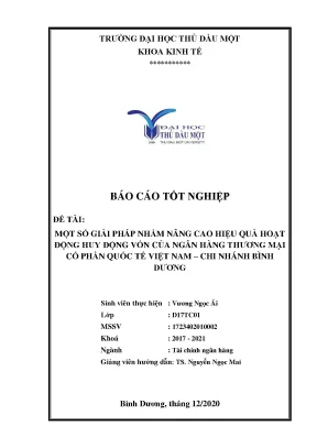 Khóa luận tốt nghiệp một số giải pháp nhằm nâng cao hoạt động huy động vốn tại ngân hàng tmcp quốc tế việt nam chi nhánh bình dương