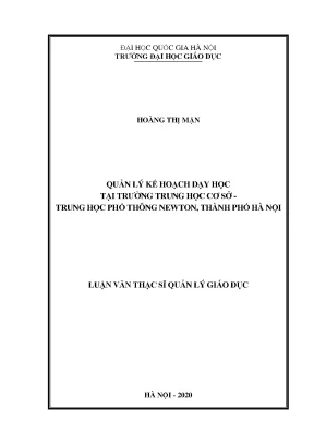 Luận văn thạc sĩ vnu ued quản lý kế hoạch dạy học tại trường trung học cơ sở trung học phổ thông newton thành phố hà nội