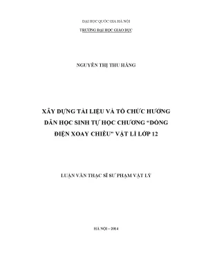 Luận văn thạc sĩ vnu ued xây dựng tài liệu và tổ chức hướng dẫn học sinh tự học chương dòng điện xoay chiều vật lí lớp 12