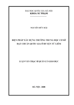 Luận văn thạc sĩ vnu ued biện pháp xây dựng trường trung học cơ sở đạt chuẩn quốc gia ở huyện từ liêm