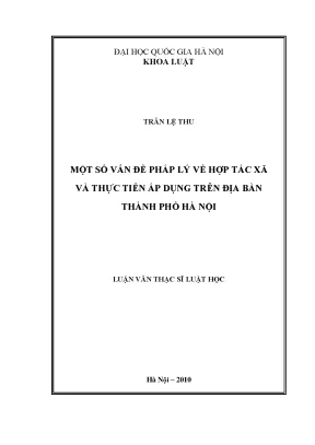 Luận văn thạc sĩ vnu ls một số vấn đề pháp lý về hợp tác xã và thực tiễn áp dụng trên địa bàn thành phố hà nội