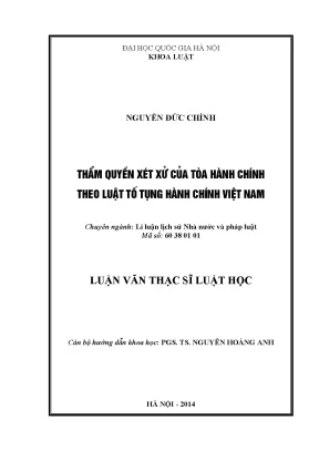 Luận văn thạc sĩ vnu ls thẩm quyền xét xử của tòa hành chính theo luật tố tụng hành chính việt nam