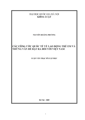 Luận văn thạc sĩ vnu ls các công ước quốc tế về lao động trẻ em và những vấn đề đặt ra đối với việt nam