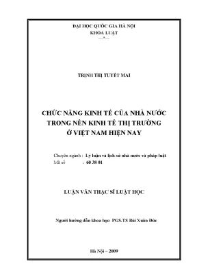 Luận văn thạc sĩ vnu ls chức năng kinh tế của nhà nước trong nền kinh tế thị trường ở việt nam hiện nay
